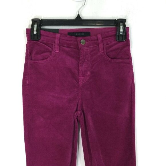 J Brand Alana Victoria Pink Velvet Velour Skinny Jeans Pants Womens Size 24 NWT - Picture 2 of 9
